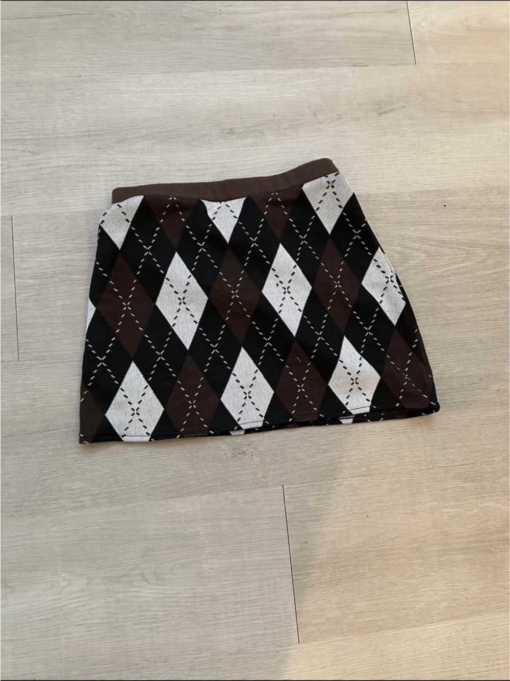 Mini Skirt in Brown, Black & White